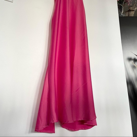 Fuchsia Satin Slip Midi Dress - Picture 7 of 10